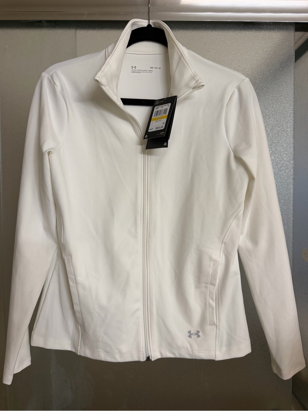 NWT. White under armour zip up jacket Med